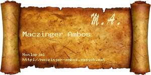 Maczinger Ambos névjegykártya